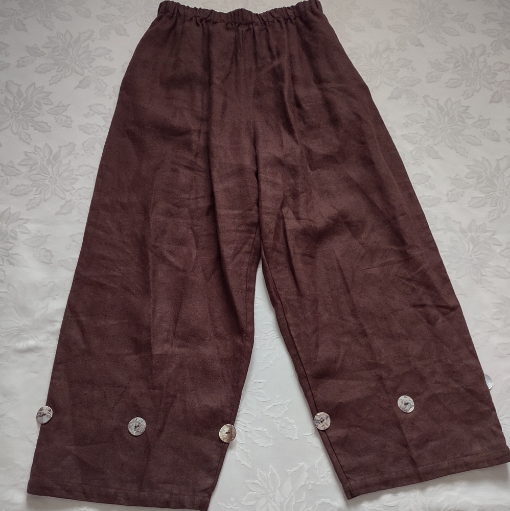 Linen vintage wide leg Barrel crop pants
